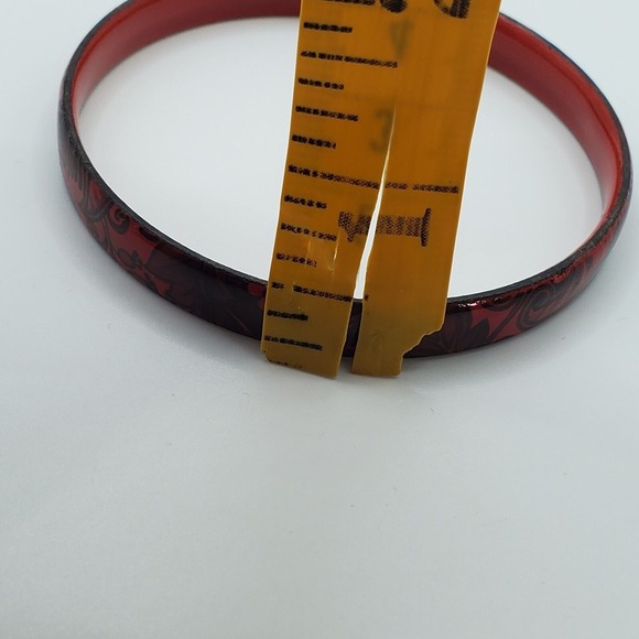 Red Enameled Bracelet and Ring‎ Size 5 Flowers Womens Fashion Jewelry - Picture 10 of 11